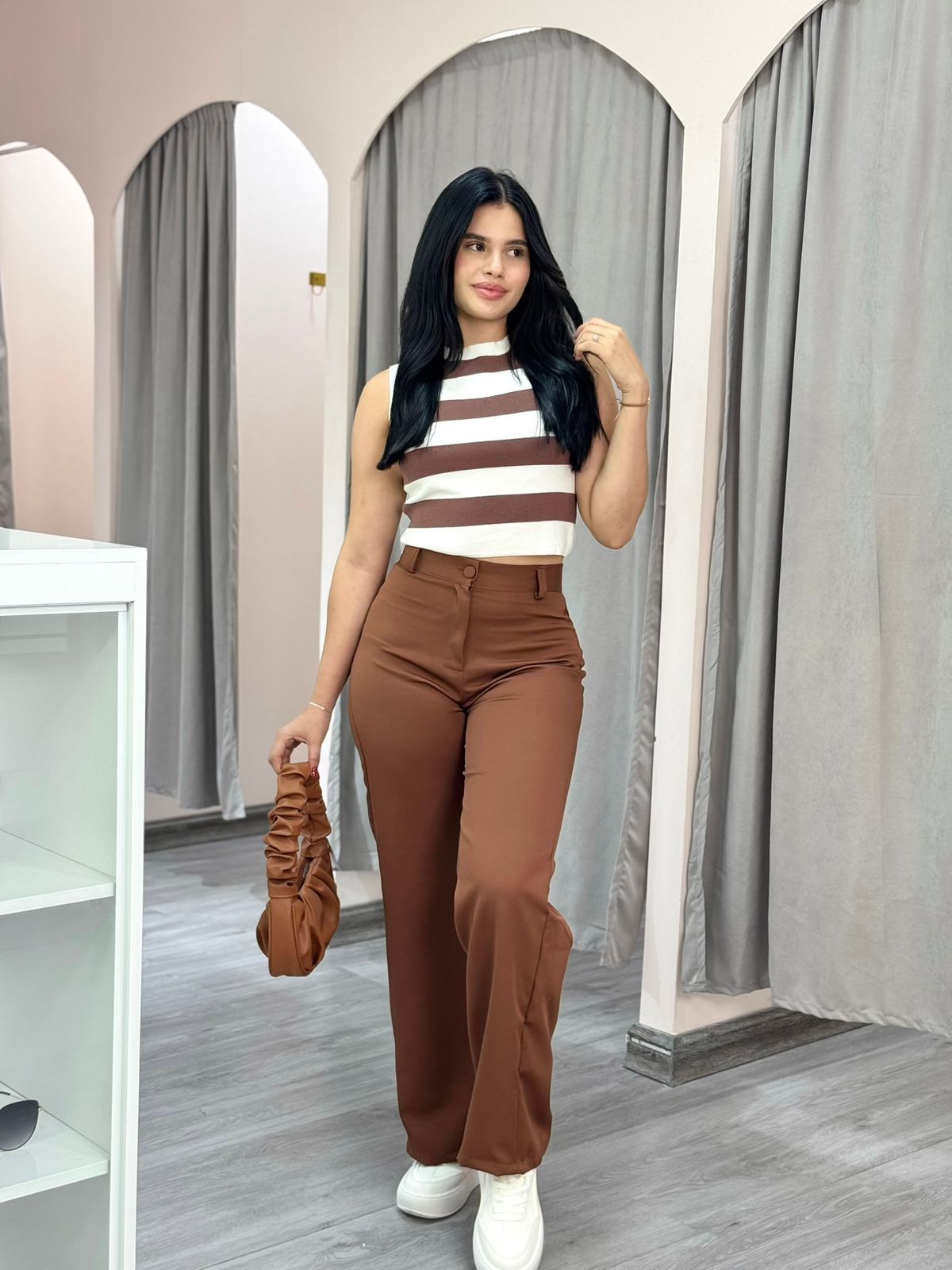 BLUSA RAYAS CAFÉ